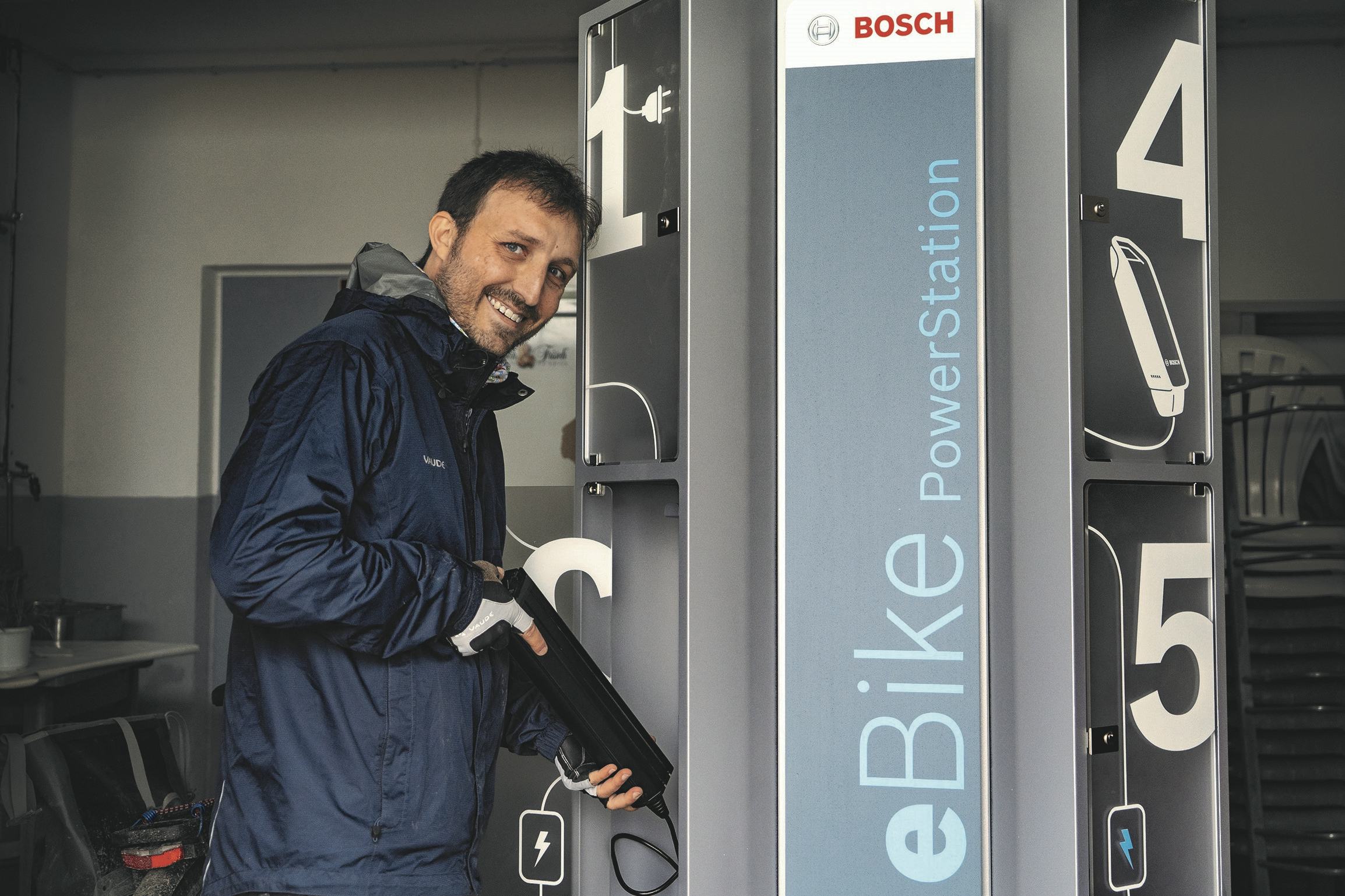 The Bosch PowerStation's are an important e-bike infrastructure contribution in the Swabian Alps as pedelec riders can charge their batteries free of charge. - Photo Bosch eBike Systems 