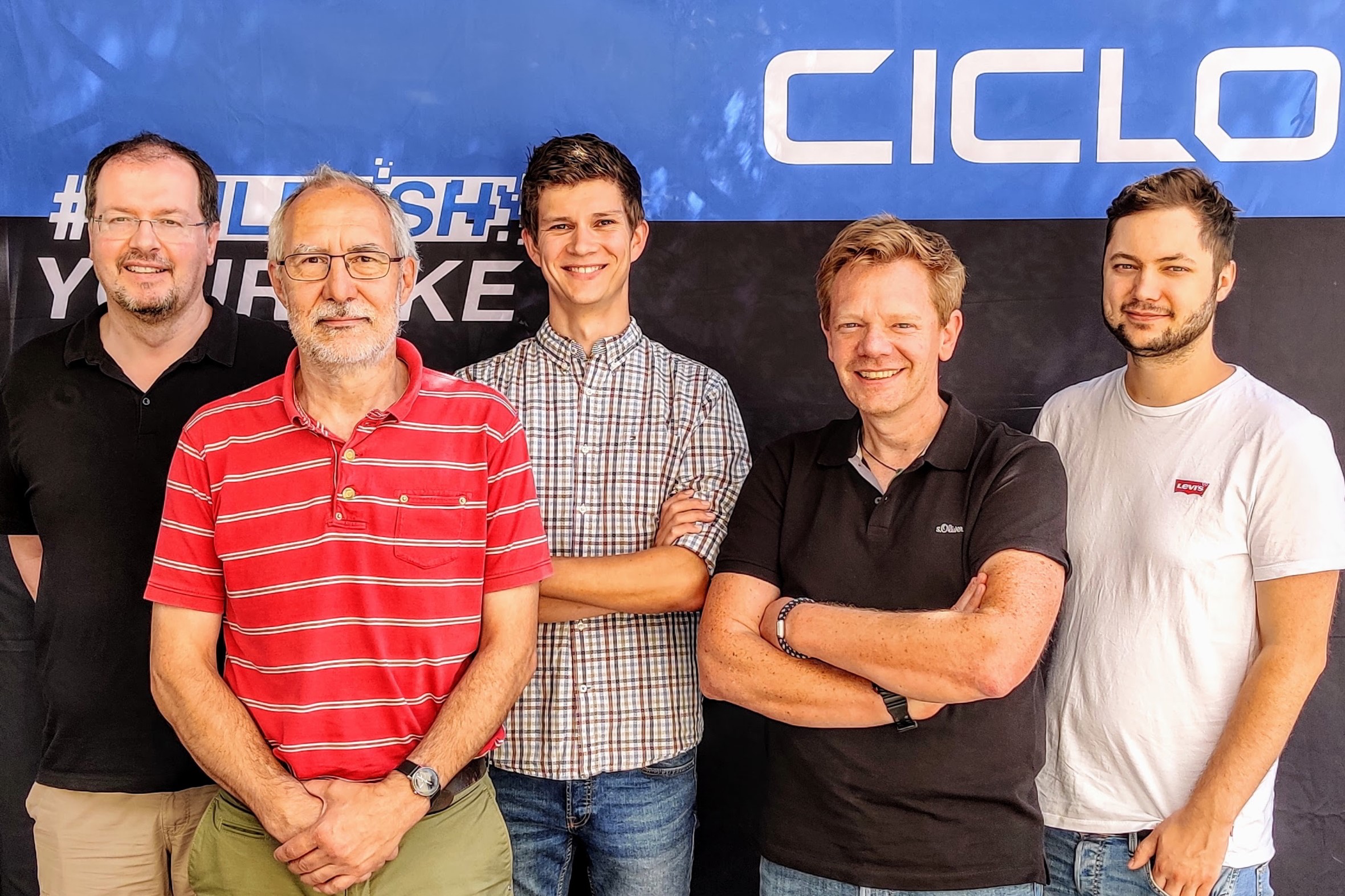 Now complete: Ciclo’s e-mobility division team (from left to right): Manfred Weinzierl, Dr. Georg Jahnen, Dr. Christian Becker and Franz L. Edel, with Managing Director Andreas Hochschorner. - Photo K.W. Hochschorner GmbH 