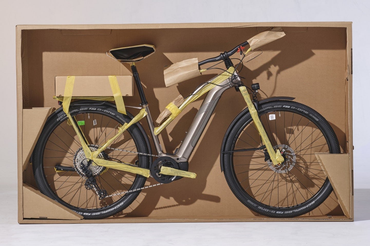 The new packaging is made of 20% FSC approved carton, 80% recycle carton and some rice paper tape. – Photo Cannondale 
