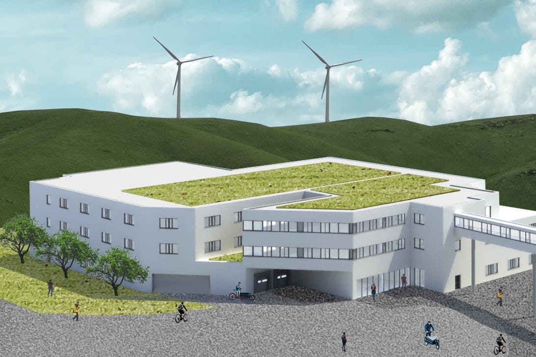 The new building is being constructed on the eastern part of the company's property and will provide a further 10,000 m² of usable space. - Photo Riese & Müller