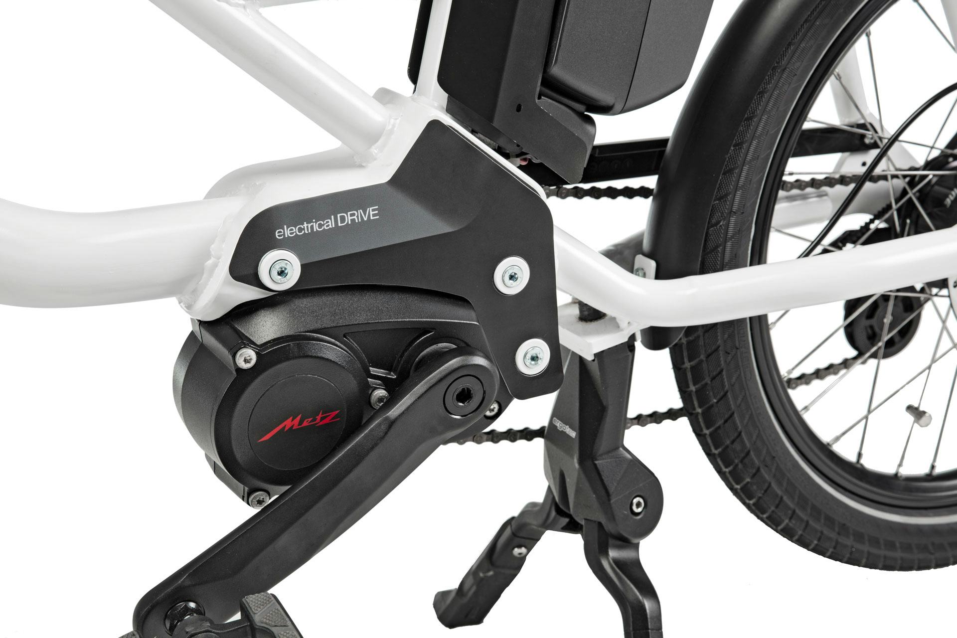 The E-Packr comes with the compact 250W mid motor Metz G8. – Photo Metz Mobility