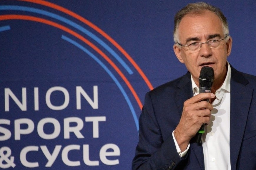 Jérôme Valentin, president of the Union Sport & Cycle, during the video conference held in early April. – Photo Michel de Chavanon 
