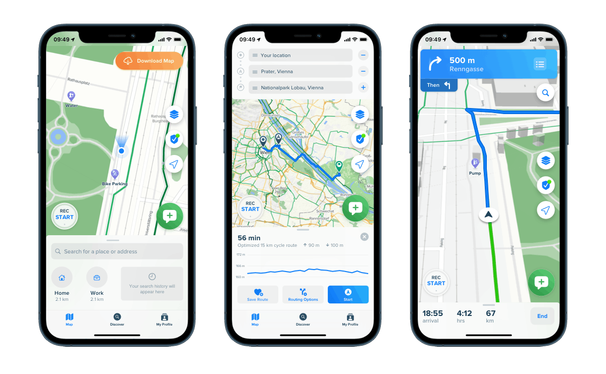 The Bikemap app is a user-generated navigation service with over 7.5 million bike routes worldwide. - Photo Bikemap