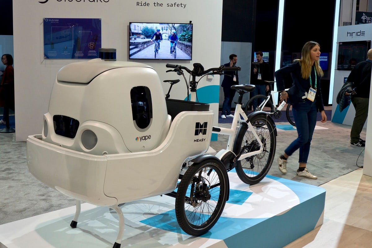The self-balancing Measy e-cargo bike was displayed at the annual Consumer Electronics Show 2020. Photo: Shutterstock 