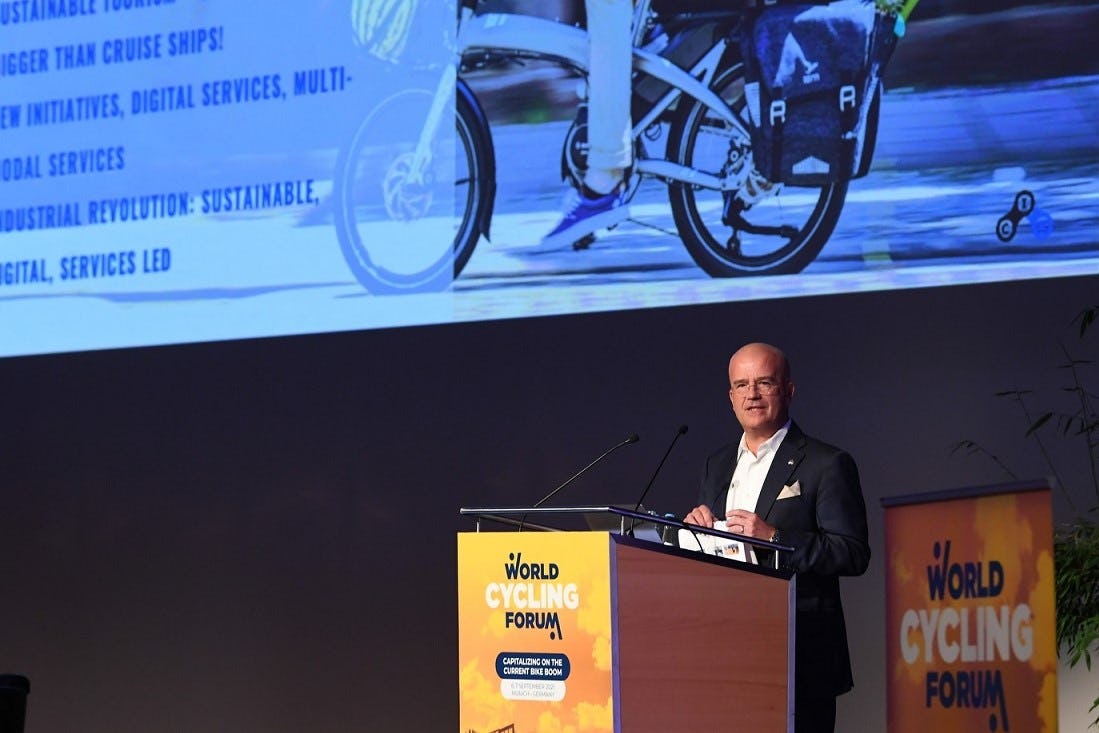Tony Grimaldi, CEO of Cycleurope AB and President of CIE called for more cooperation within the industry at the World Cycling Forum 2021. – Photo Andreas Gebert