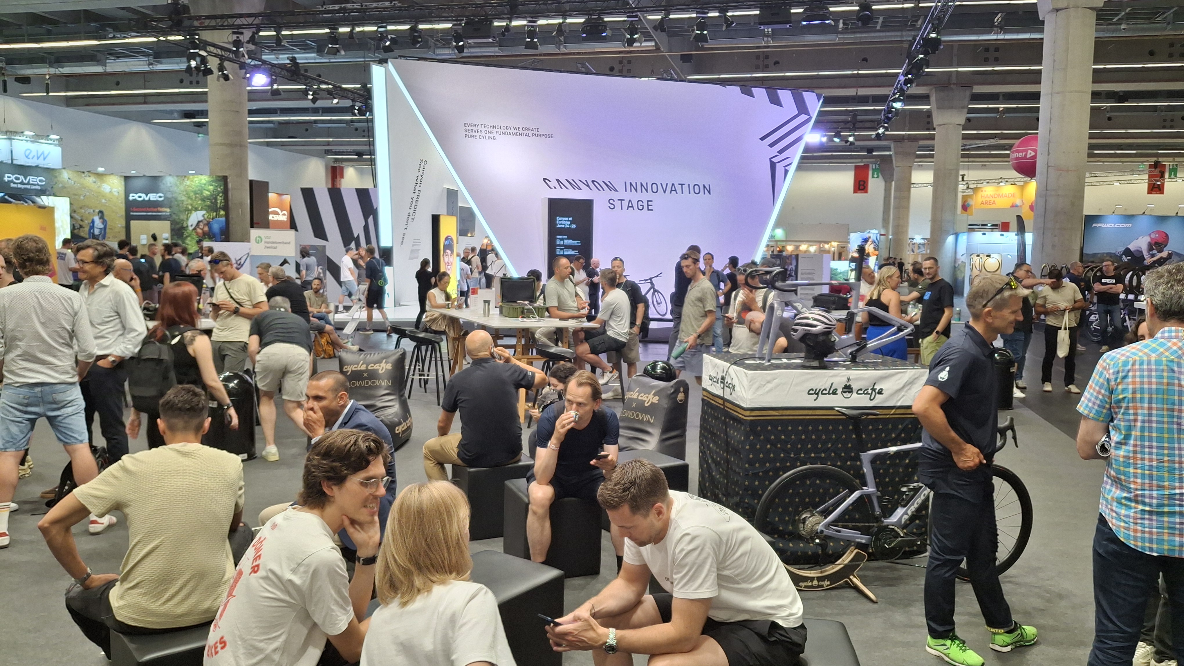 The ever-busy Cycle Café at Eurobike 2026 showed the event still served as an industry get-together. – Photo Bike Europe