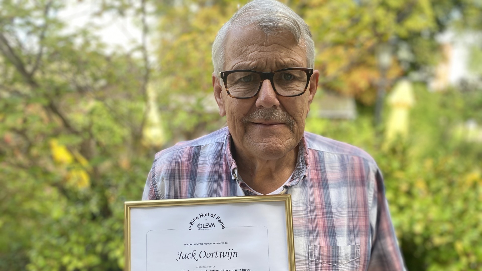Bike Europe founder Jack Oortwij was inducted into the E-bike Hall of Fame during a ceremony at this year's Eurobike. - Photo Bike Europe